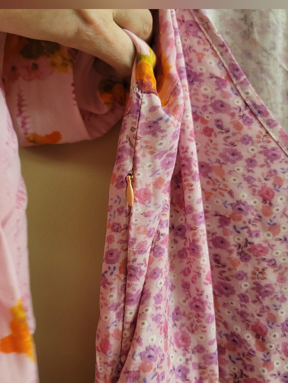 For Love Bell Pink Floral Tiered Mini Dress with Puff Sleeves - Women's Small - Picture 9 of 11